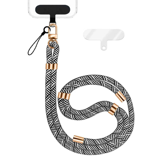 NALIA Universal Handykette für alle Smartphones – Premium Komfort-Nylon & 2 Patches – HOLDME (Geflochtenes Lanyard mit Gold-Karabiner) – Marke aus Berlin