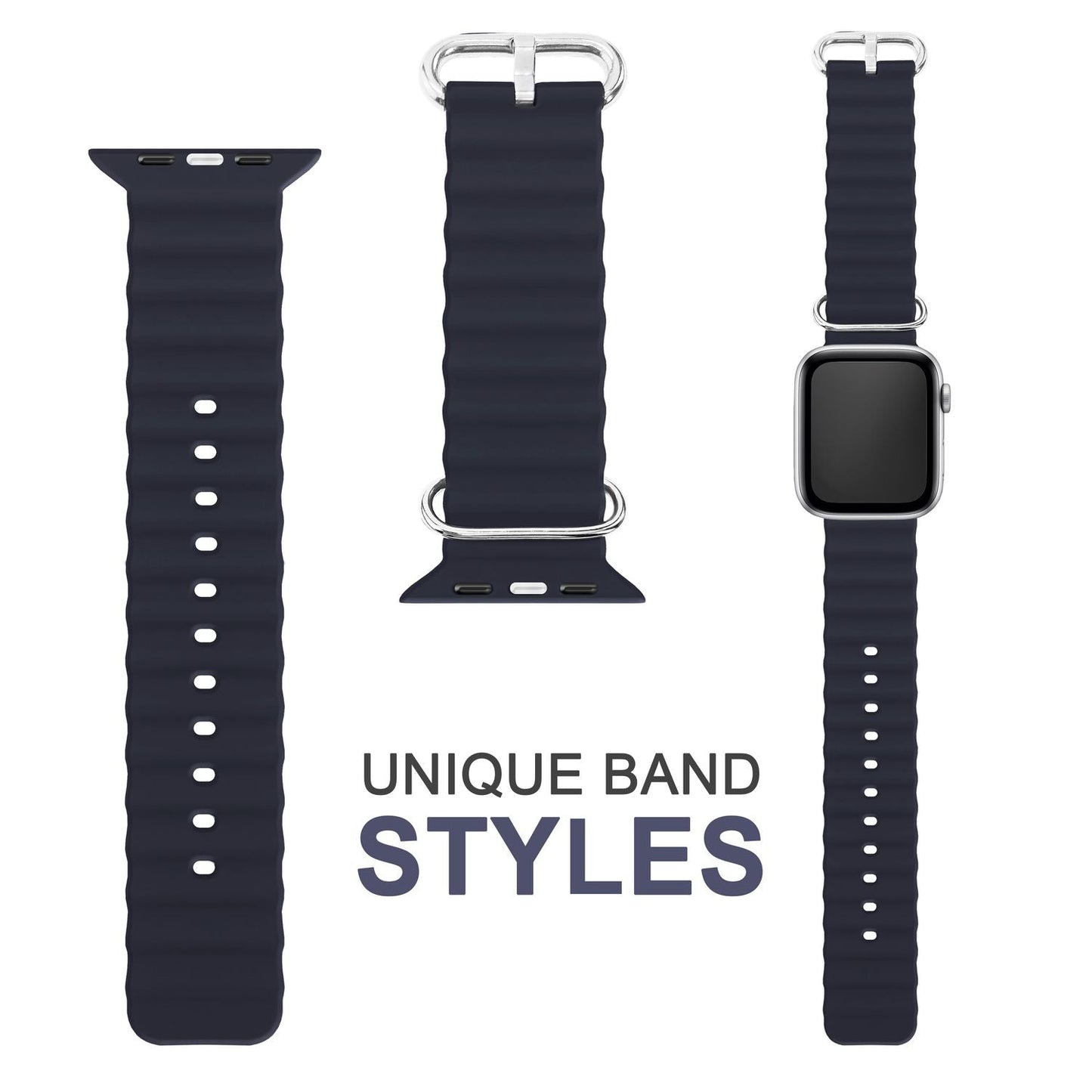 NALIA Smart Watch Armband OCEAN Style kompatibel mit Apple Watch SE & Series 8/7/6/5/4/3/2/1, 38mm 40mm 41mm, iWatch Sport Uhr Ersatzarmband Damen & Herren, Silikon Wasserfest