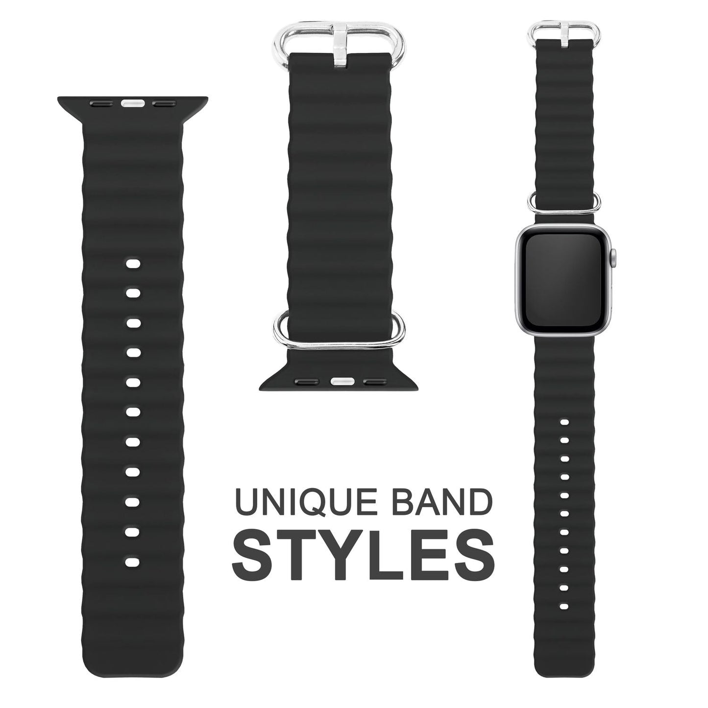 NALIA Smart Watch Armband OCEAN Style kompatibel mit Apple Watch SE & Series 8/7/6/5/4/3/2/1, 38mm 40mm 41mm, iWatch Sport Uhr Ersatzarmband Damen & Herren, Silikon Wasserfest