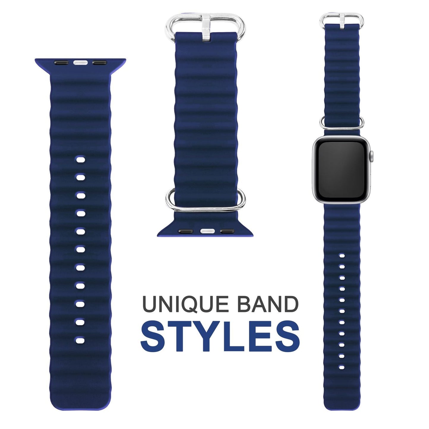 NALIA Smart Watch Armband OCEAN Style kompatibel mit Apple Watch SE & Series 8/7/6/5/4/3/2/1, 38mm 40mm 41mm, iWatch Sport Uhr Ersatzarmband Damen & Herren, Silikon Wasserfest