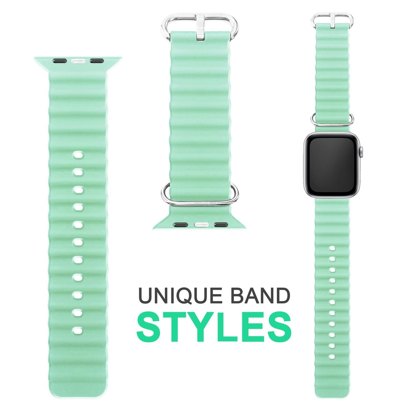 NALIA Smart Watch Armband OCEAN Style kompatibel mit Apple Watch SE & Series 8/7/6/5/4/3/2/1, 38mm 40mm 41mm, iWatch Sport Uhr Ersatzarmband Damen & Herren, Silikon Wasserfest