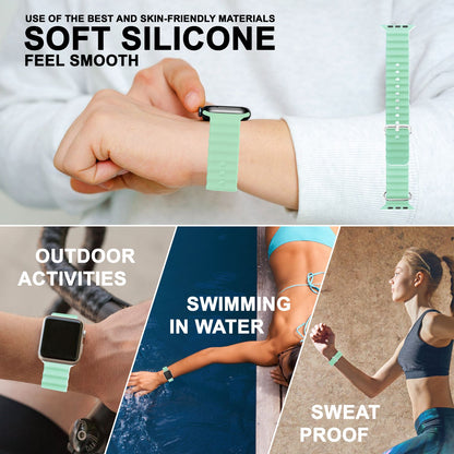 NALIA Smart Watch Armband OCEAN Style kompatibel mit Apple Watch SE & Series 8/7/6/5/4/3/2/1, 38mm 40mm 41mm, iWatch Sport Uhr Ersatzarmband Damen & Herren, Silikon Wasserfest