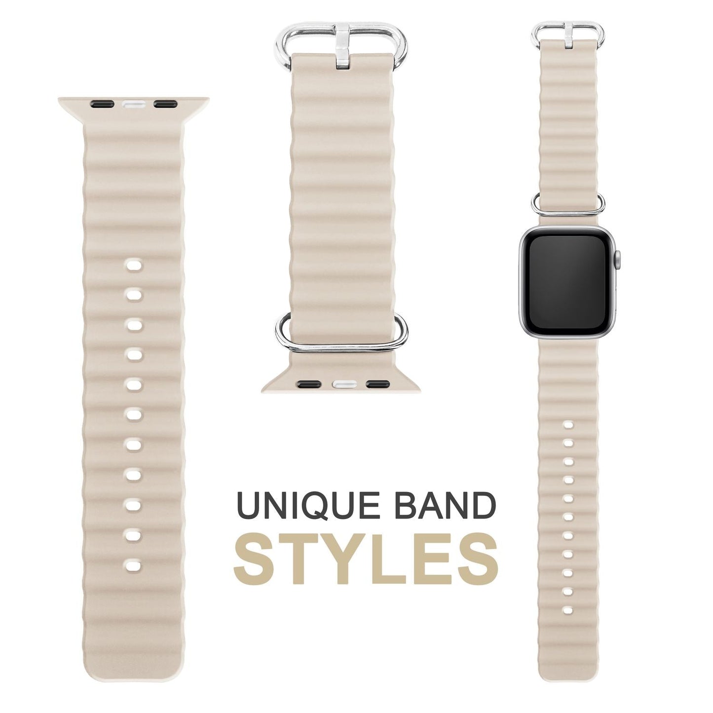 NALIA Smart Watch Armband OCEAN Style kompatibel mit Apple Watch Ultra/SE & Series 8/7/6/5/4/3/2/1, 42mm 44mm 45mm 49mm, iWatch Sport Uhr Ersatzarmband Damen Herren, Silikon Riemen