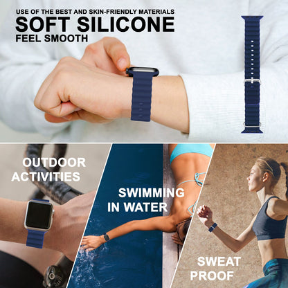 NALIA Smart Watch Armband OCEAN Style kompatibel mit Apple Watch Ultra/SE & Series 8/7/6/5/4/3/2/1, 42mm 44mm 45mm 49mm, iWatch Sport Uhr Ersatzarmband Damen Herren, Silikon Riemen