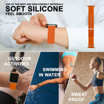 NALIA Smart Watch Armband OCEAN Style kompatibel mit Apple Watch Ultra/SE & Series 8/7/6/5/4/3/2/1, 42mm 44mm 45mm 49mm, iWatch Sport Uhr Ersatzarmband Damen Herren, Silikon Riemen