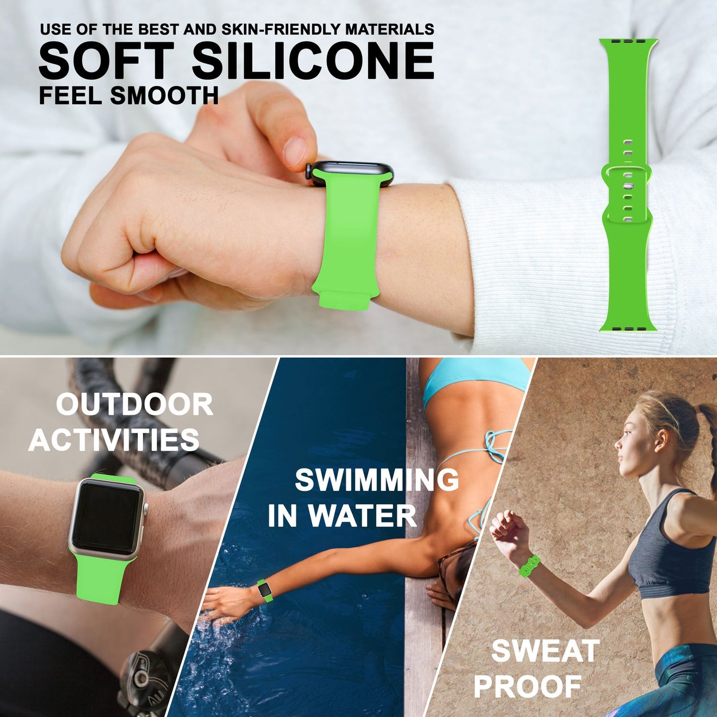 NALIA Silikon Smart-Watch Ersatzarmband kompatibel mit Apple Watch Armband SE & Series 8/7/6/5/4/3/2/1, 38mm 40mm 41mm, iWatch Fitnessuhr Sportarmband Damen & Herren
