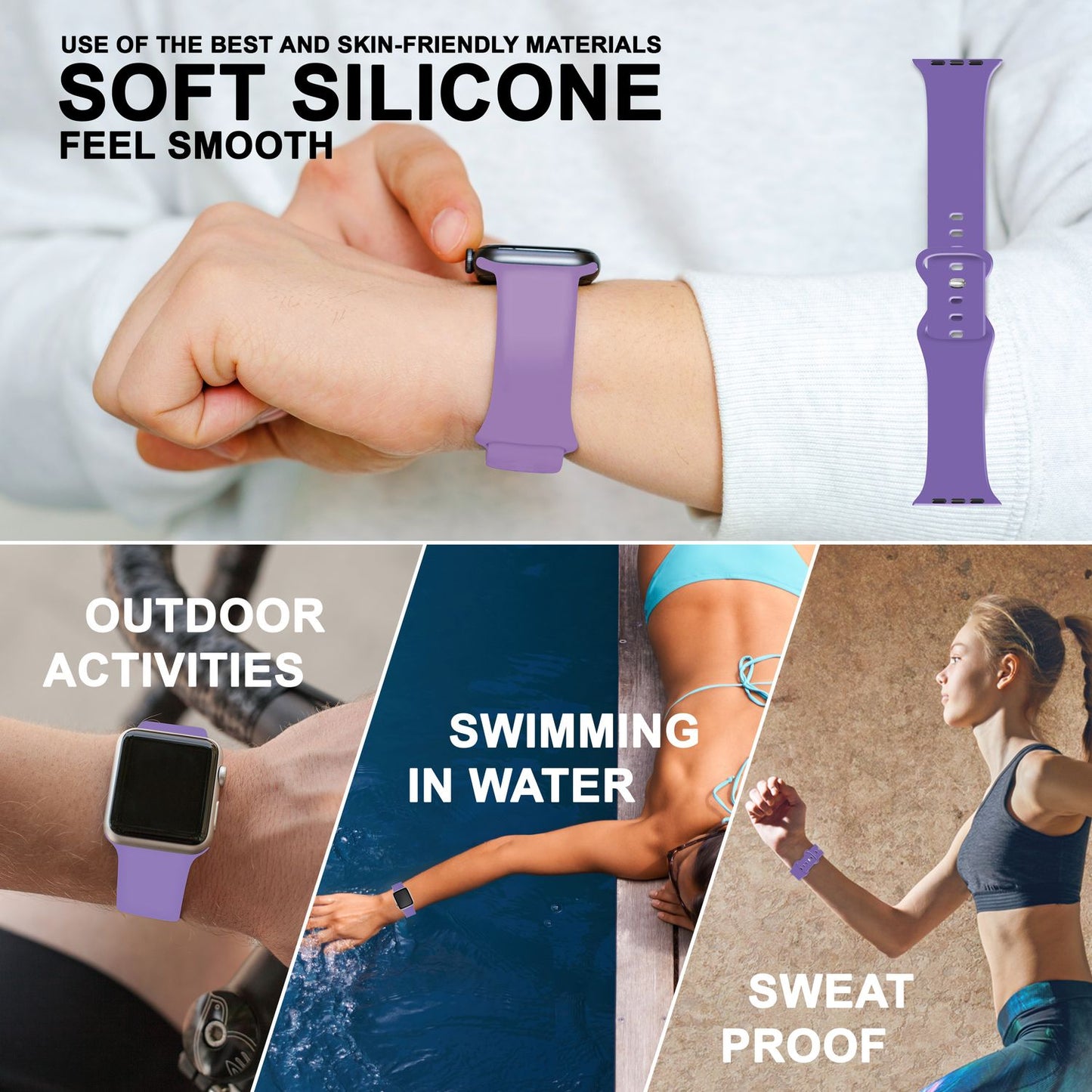 NALIA Silikon Smart-Watch Ersatzarmband kompatibel mit Apple Watch Armband SE & Series 8/7/6/5/4/3/2/1, 38mm 40mm 41mm, iWatch Fitnessuhr Sportarmband Damen & Herren