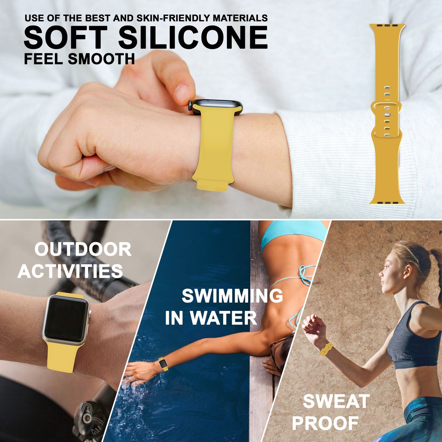 NALIA Silikon Smart-Watch Ersatzarmband kompatibel mit Apple Watch Armband SE & Series 8/7/6/5/4/3/2/1, 38mm 40mm 41mm, iWatch Fitnessuhr Sportarmband Damen & Herren