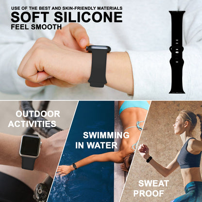NALIA Silikon Smart-Watch Ersatzarmband kompatibel mit Apple Watch Armband Ultra/SE & Series 8/7/6/5/4/3/2/1, 42mm 44mm 45mm 49mm, iWatch Fitnessuhr Sportarmband Damen & Herren