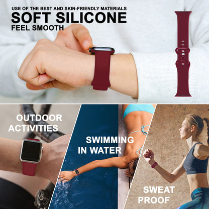NALIA Silikon Smart-Watch Ersatzarmband kompatibel mit Apple Watch Armband Ultra/SE & Series 8/7/6/5/4/3/2/1, 42mm 44mm 45mm 49mm, iWatch Fitnessuhr Sportarmband Damen & Herren