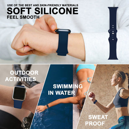 NALIA Silikon Smart-Watch Ersatzarmband kompatibel mit Apple Watch Armband Ultra/SE & Series 8/7/6/5/4/3/2/1, 42mm 44mm 45mm 49mm, iWatch Fitnessuhr Sportarmband Damen & Herren