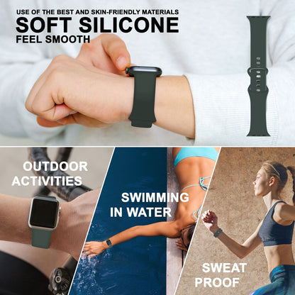 NALIA Silikon Smart-Watch Ersatzarmband kompatibel mit Apple Watch Armband Ultra/SE & Series 8/7/6/5/4/3/2/1, 42mm 44mm 45mm 49mm, iWatch Fitnessuhr Sportarmband Damen & Herren