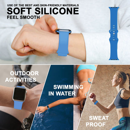 NALIA Silikon Smart-Watch Ersatzarmband kompatibel mit Apple Watch Armband Ultra/SE & Series 8/7/6/5/4/3/2/1, 42mm 44mm 45mm 49mm, iWatch Fitnessuhr Sportarmband Damen & Herren