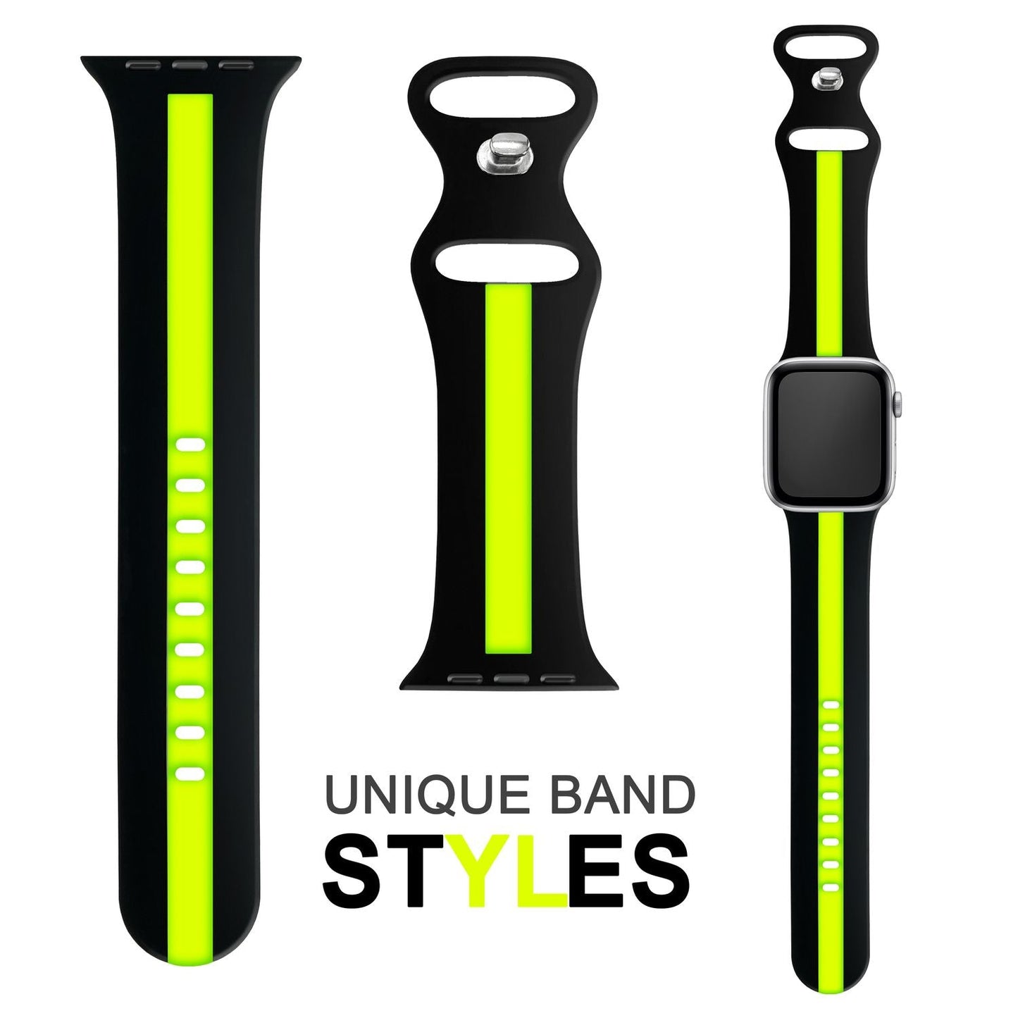NALIA Gestreiftes Silikon Smart-Watch Ersatzarmband kompatibel mit Apple Watch Armband SE & Series 8/7/6/5/4/3/2/1, 38mm 40mm 41mm, iWatch Fitnessarmband Damen & Herren