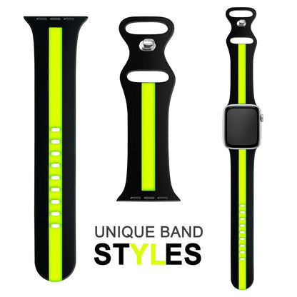 NALIA Gestreiftes Silikon Smart-Watch Ersatzarmband kompatibel mit Apple Watch Armband SE & Series 8/7/6/5/4/3/2/1, 38mm 40mm 41mm, iWatch Fitnessarmband Damen & Herren