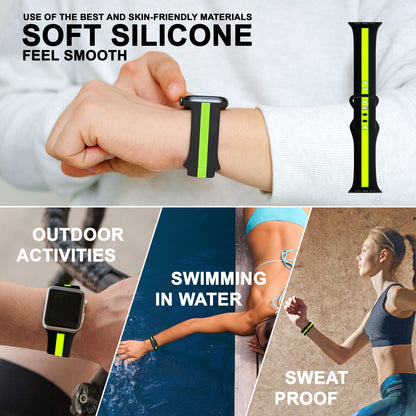 NALIA Gestreiftes Silikon Smart-Watch Ersatzarmband kompatibel mit Apple Watch Armband SE & Series 8/7/6/5/4/3/2/1, 38mm 40mm 41mm, iWatch Fitnessarmband Damen & Herren