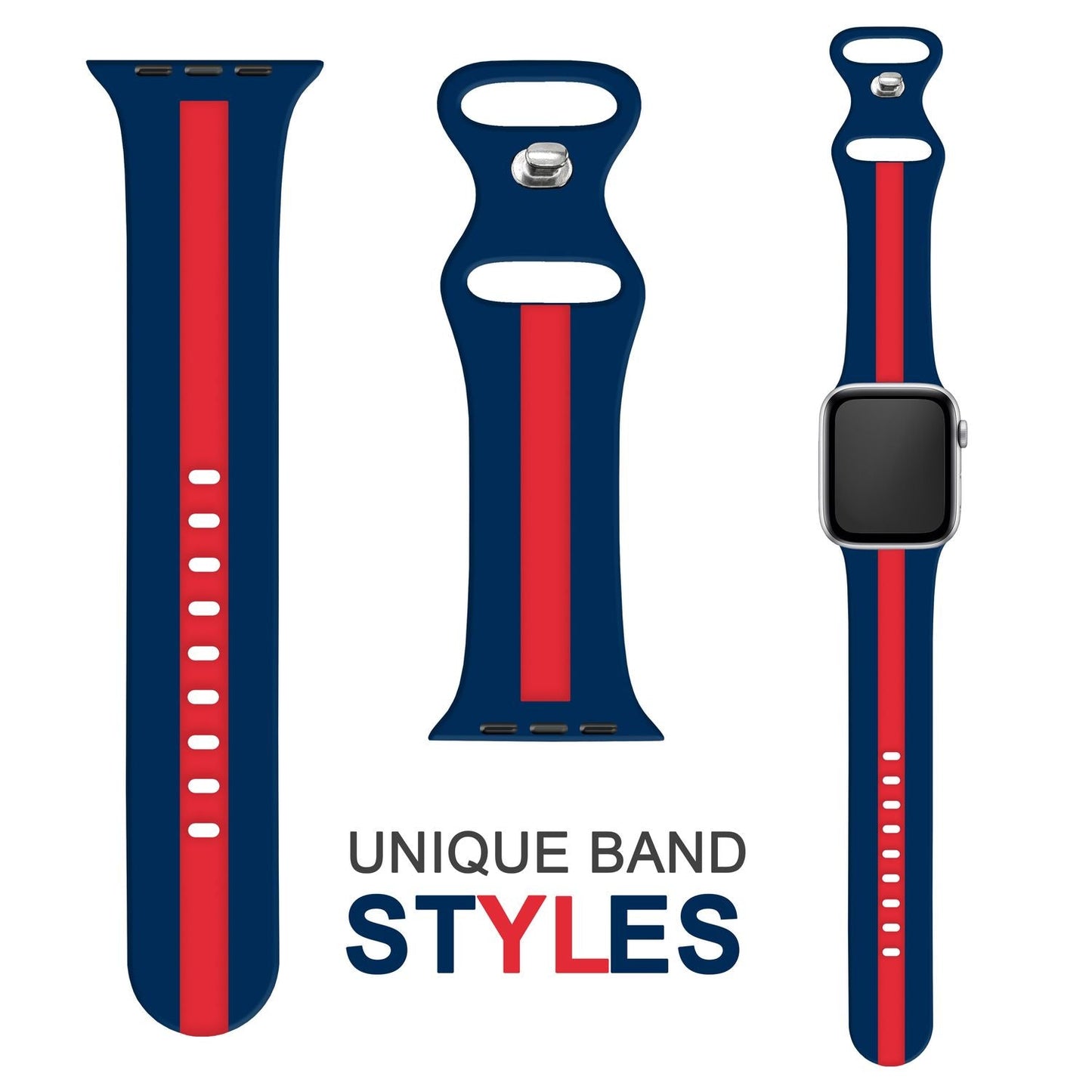 NALIA Gestreiftes Silikon Smart-Watch Ersatzarmband kompatibel mit Apple Watch Armband SE & Series 8/7/6/5/4/3/2/1, 38mm 40mm 41mm, iWatch Fitnessarmband Damen & Herren