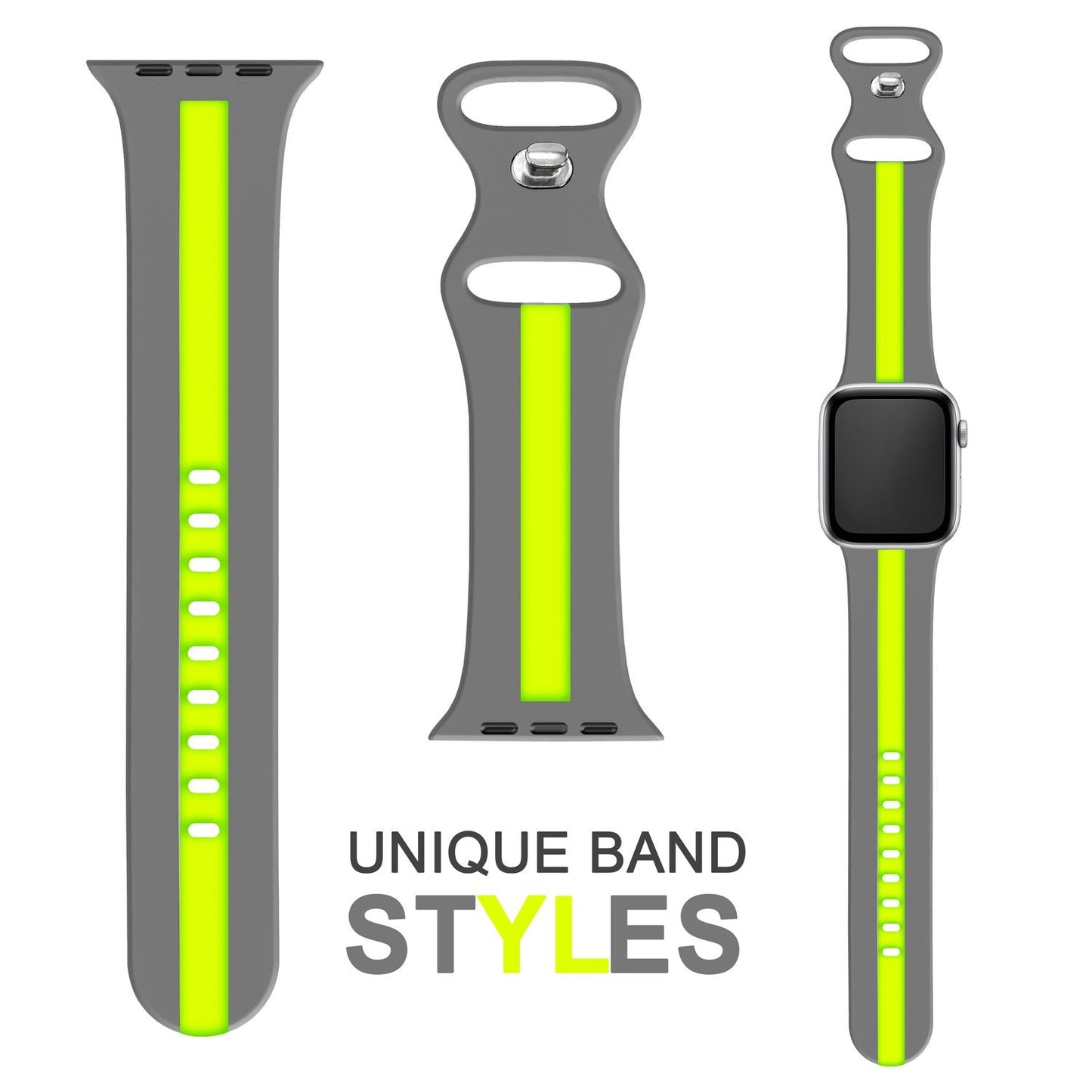 NALIA Gestreiftes Silikon Smart-Watch Ersatzarmband kompatibel mit Apple Watch Armband SE & Series 8/7/6/5/4/3/2/1, 38mm 40mm 41mm, iWatch Fitnessarmband Damen & Herren