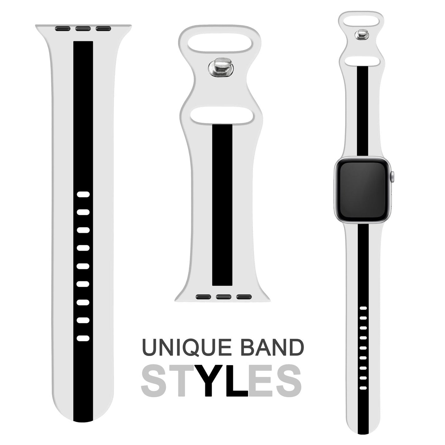 NALIA Gestreiftes Silikon Smart-Watch Ersatzarmband kompatibel mit Apple Watch Armband SE & Series 8/7/6/5/4/3/2/1, 38mm 40mm 41mm, iWatch Fitnessarmband Damen & Herren