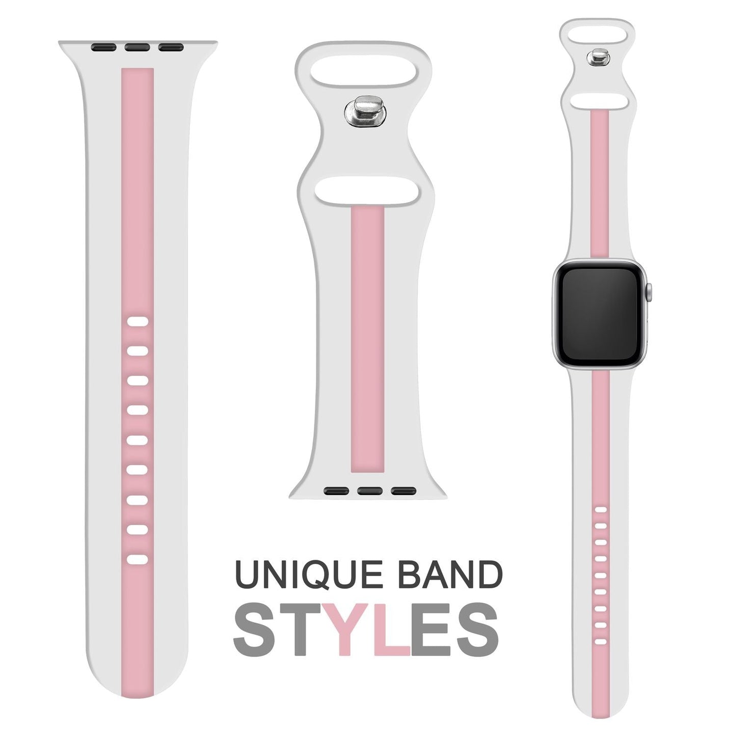 NALIA Gestreiftes Silikon Smart-Watch Ersatzarmband kompatibel mit Apple Watch Armband SE & Series 8/7/6/5/4/3/2/1, 38mm 40mm 41mm, iWatch Fitnessarmband Damen & Herren
