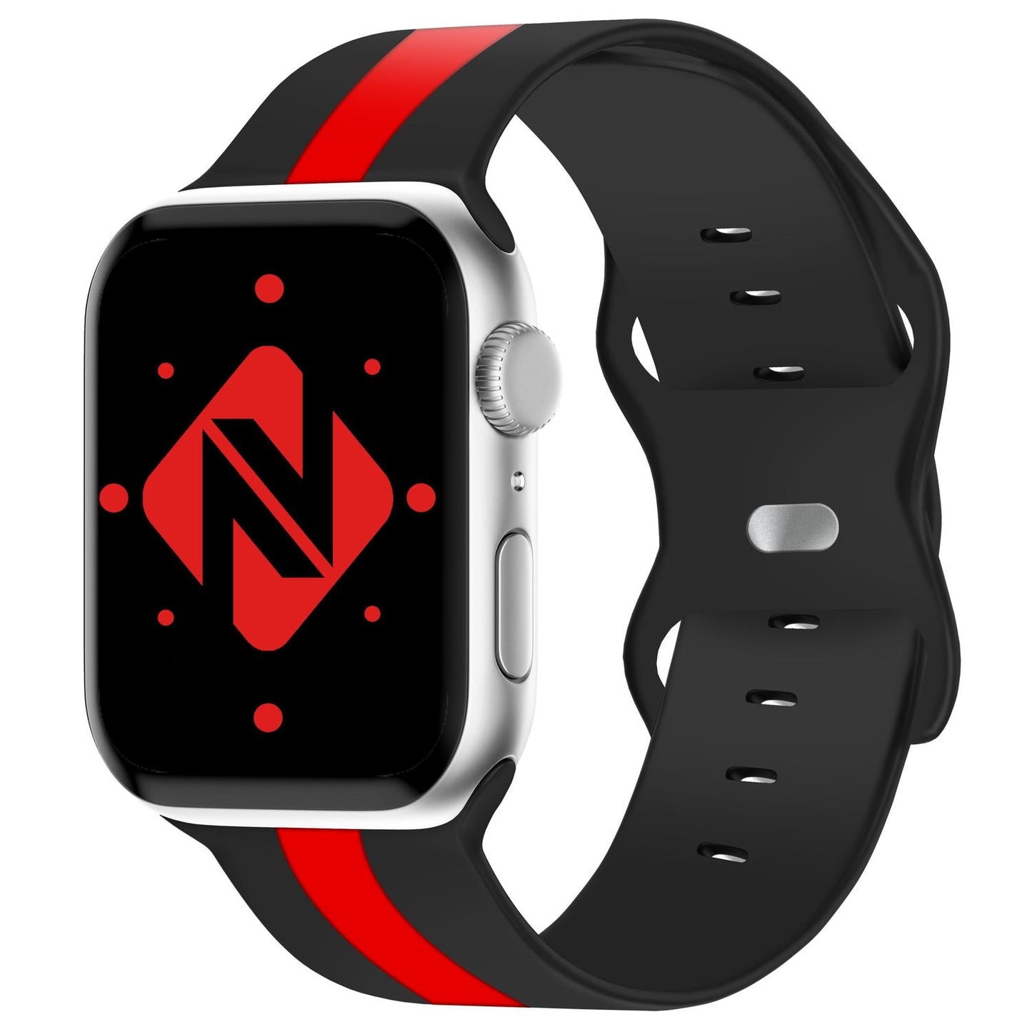 NALIA Gestreiftes Silikon Smart-Watch Ersatzarmband kompatibel mit Apple Watch Armband Ultra/SE & Series 8/7/6/5/4/3/2/1, 42 44 45 49mm, iWatch Fitnessarmband Damen & Herren