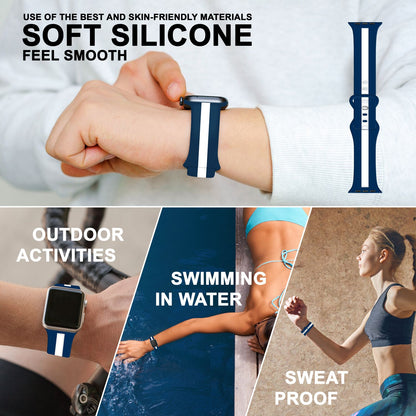 NALIA Gestreiftes Silikon Smart-Watch Ersatzarmband kompatibel mit Apple Watch Armband Ultra/SE & Series 8/7/6/5/4/3/2/1, 42 44 45 49mm, iWatch Fitnessarmband Damen & Herren