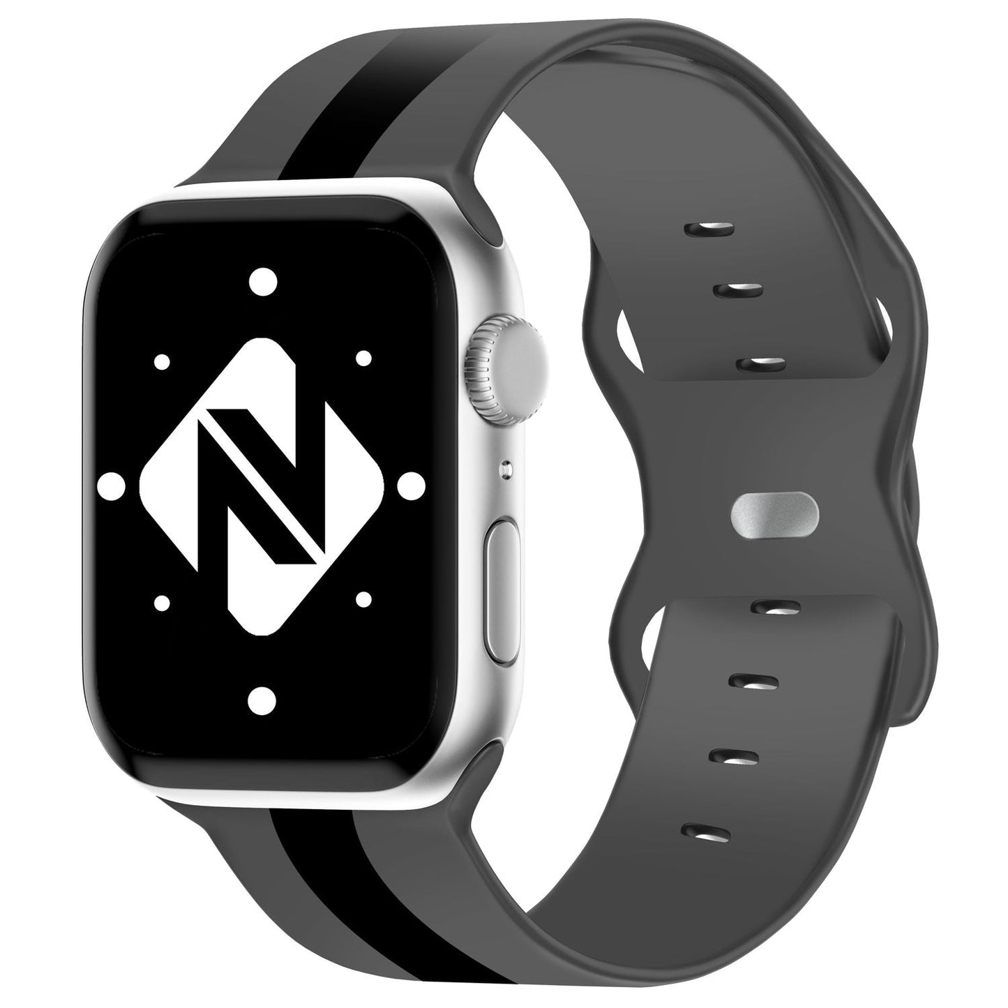 NALIA Gestreiftes Silikon Smart-Watch Ersatzarmband kompatibel mit Apple Watch Armband Ultra/SE & Series 8/7/6/5/4/3/2/1, 42 44 45 49mm, iWatch Fitnessarmband Damen & Herren