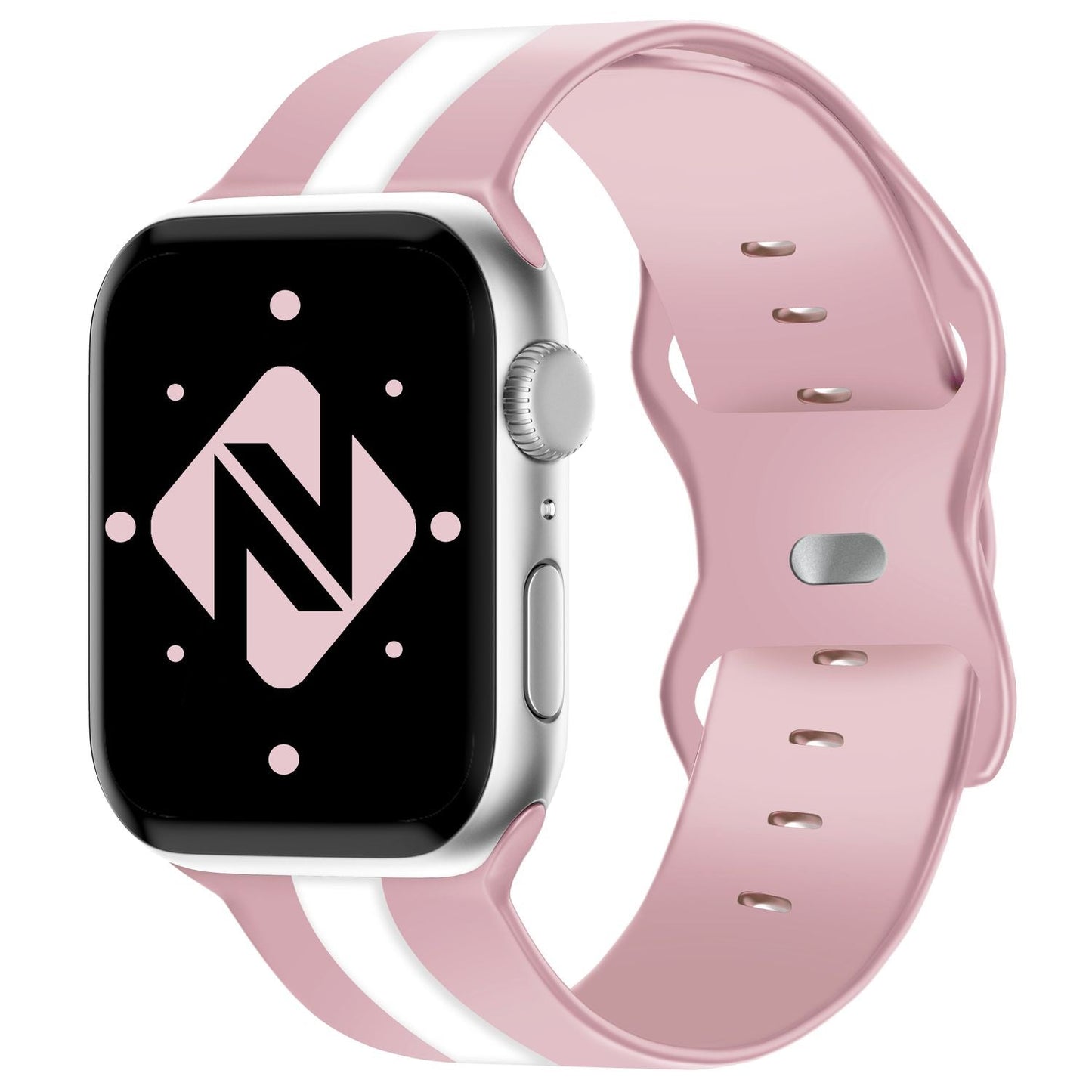 NALIA Gestreiftes Silikon Smart-Watch Ersatzarmband kompatibel mit Apple Watch Armband Ultra/SE & Series 8/7/6/5/4/3/2/1, 42 44 45 49mm, iWatch Fitnessarmband Damen & Herren