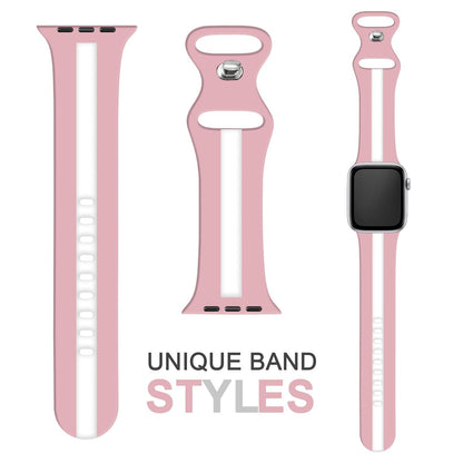 NALIA Gestreiftes Silikon Smart-Watch Ersatzarmband kompatibel mit Apple Watch Armband Ultra/SE & Series 8/7/6/5/4/3/2/1, 42 44 45 49mm, iWatch Fitnessarmband Damen & Herren