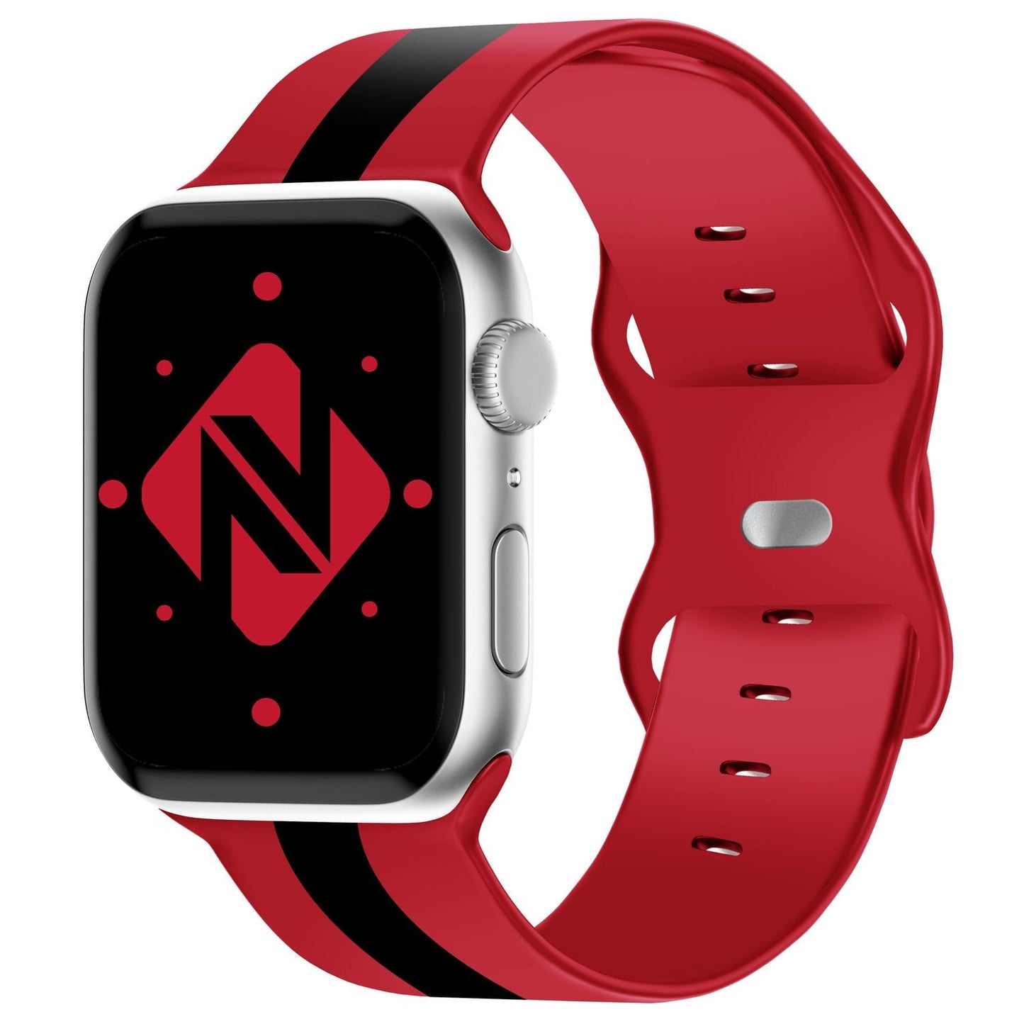 NALIA Gestreiftes Silikon Smart-Watch Ersatzarmband kompatibel mit Apple Watch Armband Ultra/SE & Series 8/7/6/5/4/3/2/1, 42 44 45 49mm, iWatch Fitnessarmband Damen & Herren