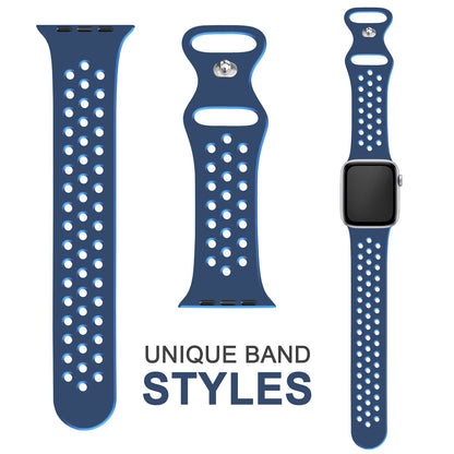 NALIA Gelochtes Silikon Smart-Watch Ersatzarmband kompatibel mit Apple Watch Armband SE & Series 8/7/6/5/4/3/2/1, 38mm 40mm 41mm, iWatch Fitnessarmband Damen & Herren