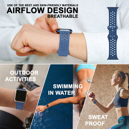 NALIA Gelochtes Silikon Smart-Watch Ersatzarmband kompatibel mit Apple Watch Armband SE & Series 8/7/6/5/4/3/2/1, 38mm 40mm 41mm, iWatch Fitnessarmband Damen & Herren