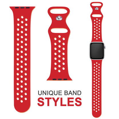 NALIA Gelochtes Silikon Smart-Watch Ersatzarmband kompatibel mit Apple Watch Armband SE & Series 8/7/6/5/4/3/2/1, 38mm 40mm 41mm, iWatch Fitnessarmband Damen & Herren
