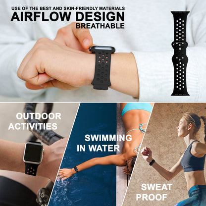 NALIA Gelochtes Silikon Smart-Watch Ersatzarmband kompatibel mit Apple Watch Armband SE & Series 8/7/6/5/4/3/2/1, 38mm 40mm 41mm, iWatch Fitnessarmband Damen & Herren