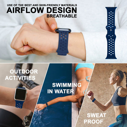 NALIA Gelochtes Silikon Smart-Watch Ersatzarmband kompatibel mit Apple Watch Armband SE & Series 8/7/6/5/4/3/2/1, 38mm 40mm 41mm, iWatch Fitnessarmband Damen & Herren