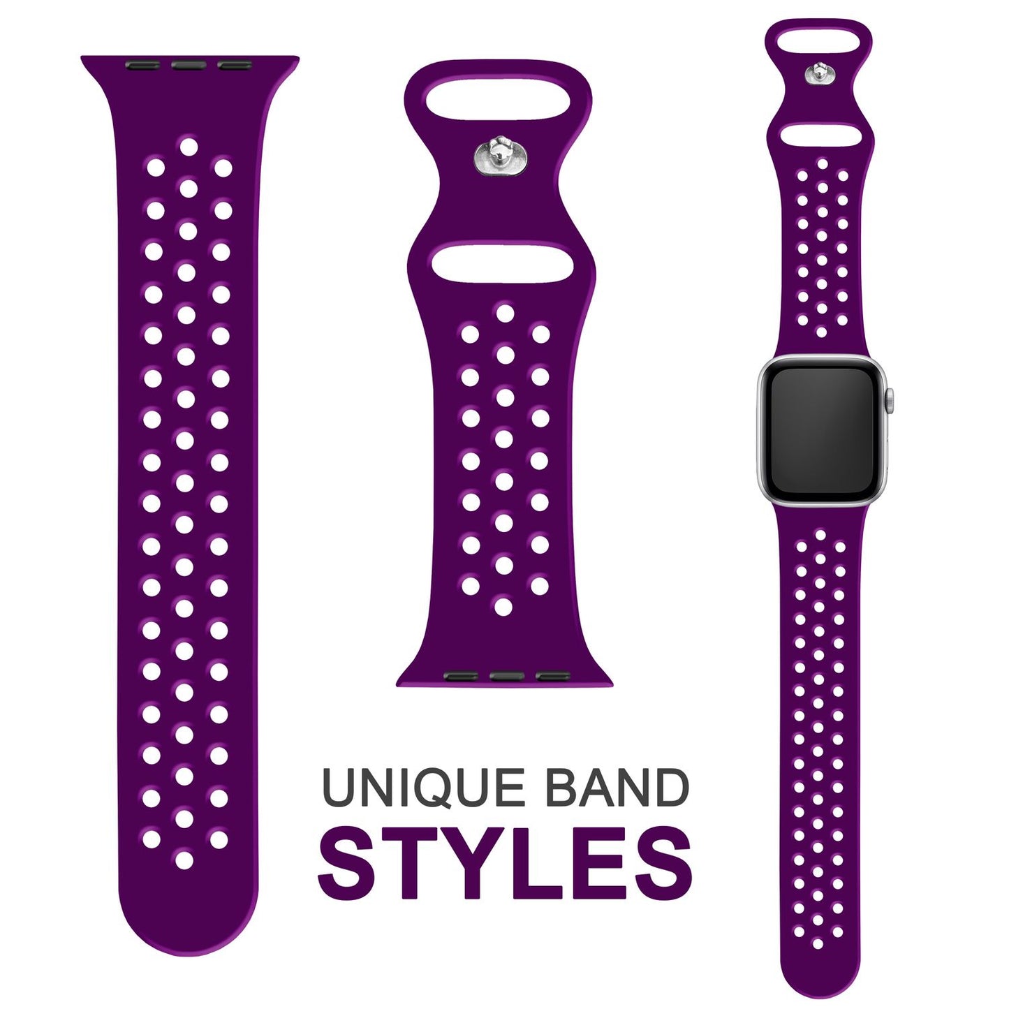 NALIA Gelochtes Silikon Smart-Watch Ersatzarmband kompatibel mit Apple Watch Armband SE & Series 8/7/6/5/4/3/2/1, 38mm 40mm 41mm, iWatch Fitnessarmband Damen & Herren
