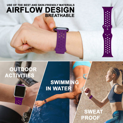 NALIA Gelochtes Silikon Smart-Watch Ersatzarmband kompatibel mit Apple Watch Armband SE & Series 8/7/6/5/4/3/2/1, 38mm 40mm 41mm, iWatch Fitnessarmband Damen & Herren