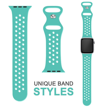 NALIA Gelochtes Silikon Smart-Watch Ersatzarmband kompatibel mit Apple Watch Armband SE & Series 8/7/6/5/4/3/2/1, 38mm 40mm 41mm, iWatch Fitnessarmband Damen & Herren