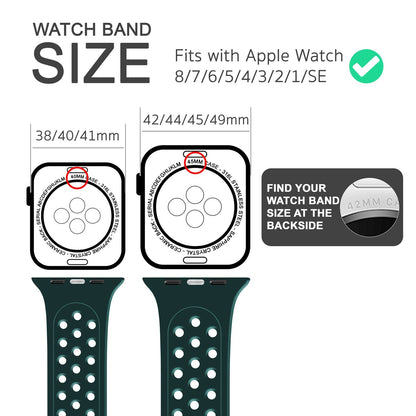 NALIA Gelochtes Silikon Smart-Watch Ersatzarmband kompatibel mit Apple Watch Armband SE & Series 8/7/6/5/4/3/2/1, 38mm 40mm 41mm, iWatch Fitnessarmband Damen & Herren
