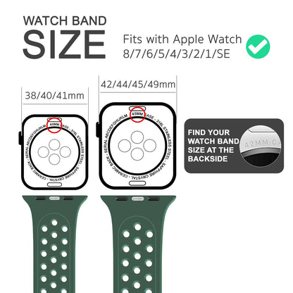NALIA Gelochtes Silikon Smart-Watch Ersatzarmband kompatibel mit Apple Watch Armband SE & Series 8/7/6/5/4/3/2/1, 38mm 40mm 41mm, iWatch Fitnessarmband Damen & Herren