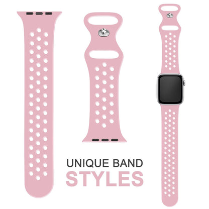 NALIA Gelochtes Silikon Smart-Watch Ersatzarmband kompatibel mit Apple Watch Armband SE & Series 8/7/6/5/4/3/2/1, 38mm 40mm 41mm, iWatch Fitnessarmband Damen & Herren