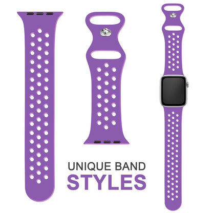 NALIA Gelochtes Silikon Smart-Watch Ersatzarmband kompatibel mit Apple Watch Armband SE & Series 8/7/6/5/4/3/2/1, 38mm 40mm 41mm, iWatch Fitnessarmband Damen & Herren