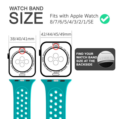 NALIA Gelochtes Silikon Smart-Watch Ersatzarmband kompatibel mit Apple Watch Armband SE & Series 8/7/6/5/4/3/2/1, 38mm 40mm 41mm, iWatch Fitnessarmband Damen & Herren