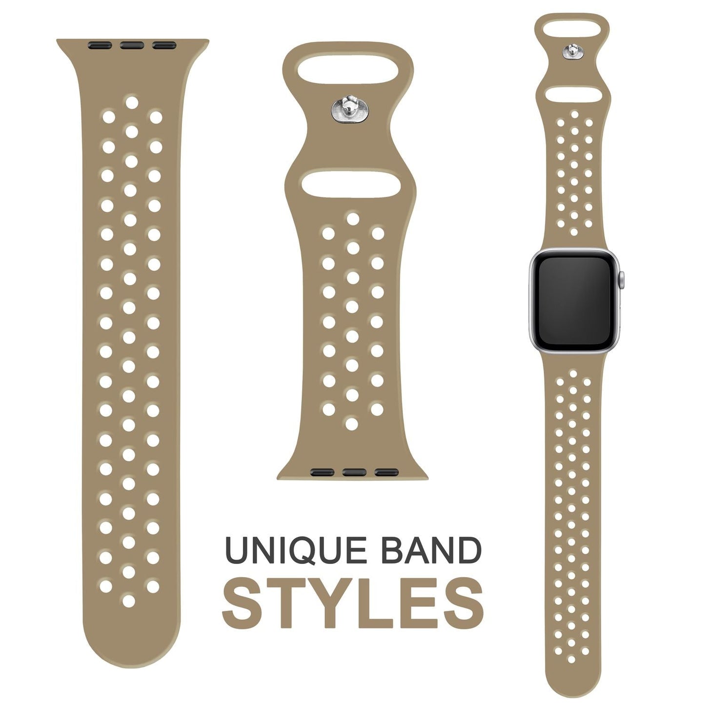 NALIA Gelochtes Silikon Smart-Watch Ersatzarmband kompatibel mit Apple Watch Armband SE & Series 8/7/6/5/4/3/2/1, 38mm 40mm 41mm, iWatch Fitnessarmband Damen & Herren
