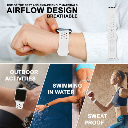 NALIA Gelochtes Silikon Smart-Watch Ersatzarmband kompatibel mit Apple Watch Armband SE & Series 8/7/6/5/4/3/2/1, 38mm 40mm 41mm, iWatch Fitnessarmband Damen & Herren