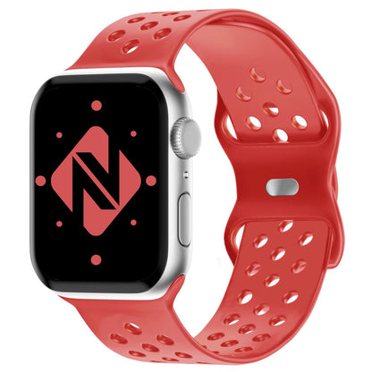 NALIA Gelochtes Silikon Smart-Watch Ersatzarmband kompatibel mit Apple Watch Armband Ultra/SE & Series 8/7/6/5/4/3/2/1, 42mm 44mm 45mm 49mm, iWatch Fitnessarmband Damen & Herren
