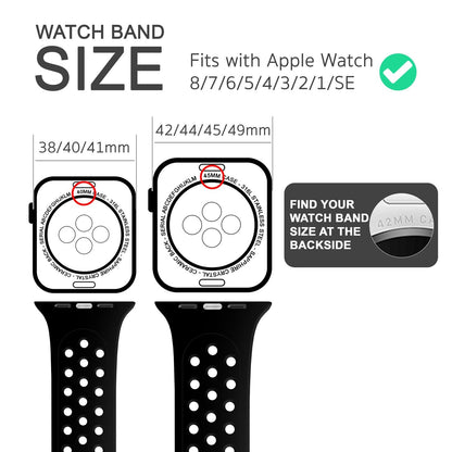 NALIA Gelochtes Silikon Smart-Watch Ersatzarmband kompatibel mit Apple Watch Armband Ultra/SE & Series 8/7/6/5/4/3/2/1, 42mm 44mm 45mm 49mm, iWatch Fitnessarmband Damen & Herren