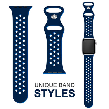 NALIA Gelochtes Silikon Smart-Watch Ersatzarmband kompatibel mit Apple Watch Armband Ultra/SE & Series 8/7/6/5/4/3/2/1, 42mm 44mm 45mm 49mm, iWatch Fitnessarmband Damen & Herren
