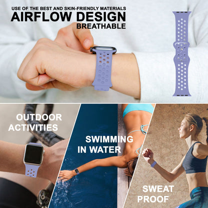NALIA Gelochtes Silikon Smart-Watch Ersatzarmband kompatibel mit Apple Watch Armband Ultra/SE & Series 8/7/6/5/4/3/2/1, 42mm 44mm 45mm 49mm, iWatch Fitnessarmband Damen & Herren
