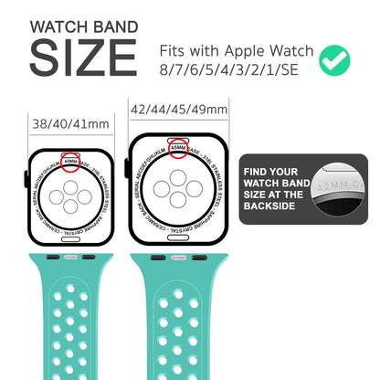NALIA Gelochtes Silikon Smart-Watch Ersatzarmband kompatibel mit Apple Watch Armband Ultra/SE & Series 8/7/6/5/4/3/2/1, 42mm 44mm 45mm 49mm, iWatch Fitnessarmband Damen & Herren